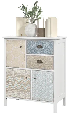 Produktbild von Sideboard – Anrichte – Aufbewahrungsschrank – Beistelltisch – Kommode – Weiß, Shabby Chic Stil – Massives Kiefernholz