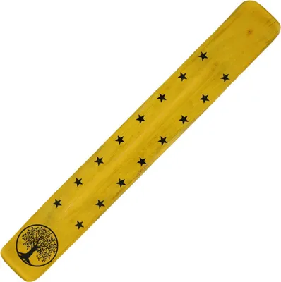 Produktbild von Räucherstäbchenhalter aus Holz - 1 Stück - bedruckt - Lebensbaum gelb