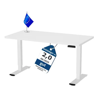 Produktbild von FLEXISPOT Höhenverstellbarer Schreibtisch  EU, 22mm Einteilige Tischplatte 160x80cm, Elektrisch mit 2 starken Motoren, 4 Memory-Funktion (Weiß)
