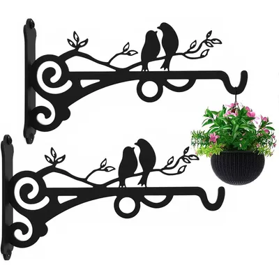 Produktbild von Pflanzenaufhänger Wandhaken 2er Set Blumenampel Halterung Schwarz Wandhalterung für Pflanzen, Vogelfutterhaus & Laternen