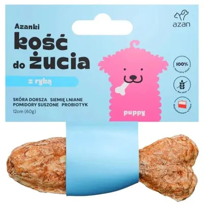 Produktbild von AZANKI Dorschknochen mit Probiotikum Puppy in Fischform – Leckerli für Hunde – 12 cm