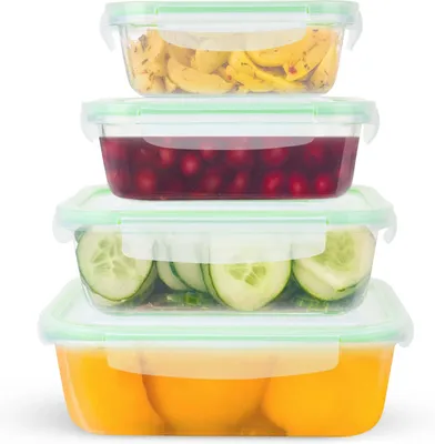 Produktbild von Niceey Meal-Prep Gläser 4 Stück, Glasbehälter mit deckel, Aufbewahrungsbox Glas Lebensmittel, Mikrowellengeschirr, Spülmaschine, und Mikrowellengeeignet, Vorratsdosen-Sets