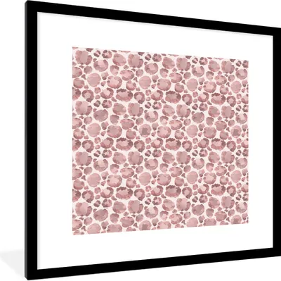 Produktbild von MuchoWow® Gerahmtes Poster Pantherdruck - Aquarellfarbe - Rosa 40x40 cm - Poster mit Schwarzem Bilderrahmen Wandposter Rahmen Foto Bilder - Poster - Plakat im Rahmen