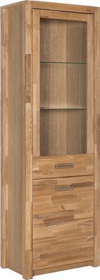 Vitrine >Leduc< in Wildeiche/LI aus Metall - 66x203x40cm (BxHxT)