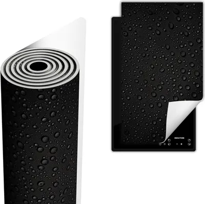 Produktbild von Herdabdeckplatte abdeckung Glaskeramikkochfeld abdeckplatte 30x52 cm Anti Rutsch Matte Aufrollbar, Schwarz Tropfen