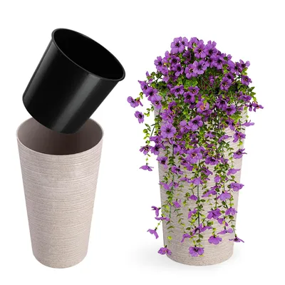 Produktbild von KADAX Blumentopf mit Holzspänen "Latina", Blumentopfschutz, 25cm, Weiß