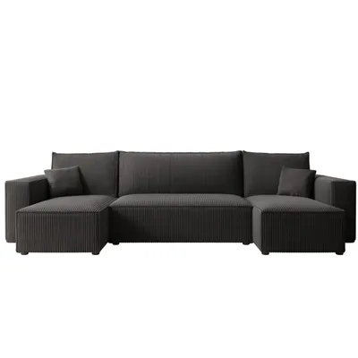 Produktbild von Idohome Ecksofa-Wohnzimmer Sofa mit Schlaffunktion und Bettkasten, Eckcouch, Polstermöbel, Couch modern in Farbe Anthrazit Poso 135 Paris U Form