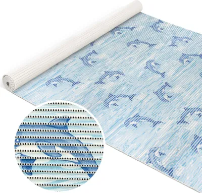 Produktbild von Badematte Anti-Rutsch-Matte Weichschaummatte Extra Breit Delfin Maritim Badvorleger blau Breite 130 cm Länge 1500 cm