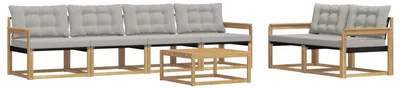 Produktbild von vidaXL Outdoor-Sofagarnitur 7 stk. Weiß und Hellgrau