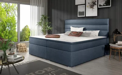 Produktbild von Boxspringbett Schlafzimmerbett FESTO 160x200cm Stoff Sawana Dunkelblau