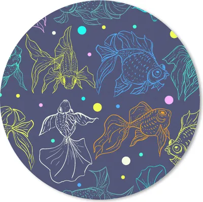 Produktbild von MuchoWow® Mauspad Mousepad Neon - Fisch - Pastell - Muster 20x20 cm - Mousepads - Maus Mat - Pad - Mausunterlage - Schreibtischmatte