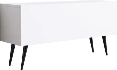 Image de MEUBLE TV : Blanc mat, Pieds noirs, 100 x 52 x 32 cm