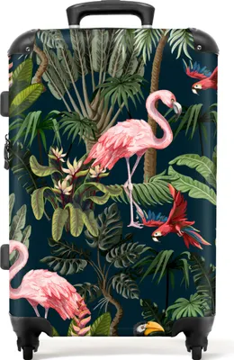 Produktbild von NoBoringSuitcases.com® Großer Koffer - Jungtiere - Muster - Kinder - Flamingo - Papagei - Kinder - Kombinationsschloss TSA - Hartschalen Trolley 4 Rollen - 72 liter - Reisekoffer - 66 cmKoffer Mittelgroß 67x43x25 cm, 72L,