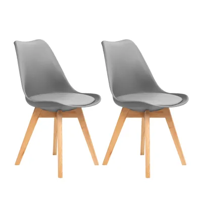 Produktbild von FURNIFY® 2er Set Esszimmerstühle BJÖRN | Skandinavische Stühle mit Polyurethan Kissen & Buchenholz-Beinen | Dunkelgrau