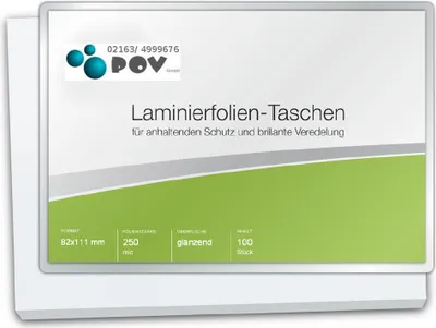 Produktbild von Laminierfolien 82 x 111 mm, 2 x 250 mic, glänzend