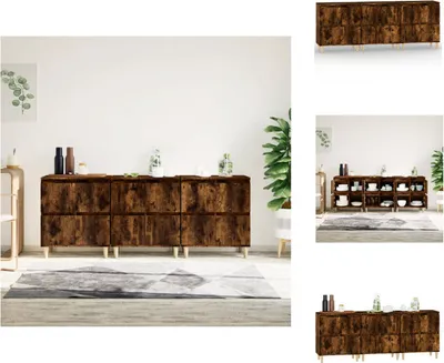 Zdjęcie produktu dla vidaXL Kredensy 3 szt. Dąb wędzony 60x35x70 cm materiał drewnopochodny - Kredensy
