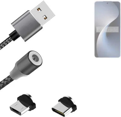 Produktbild von K-S-Trade Hochwertiges Magnet-Lade-kabel Sync-Kabel Daten-Kabel für Meizu 21 Note mit USB-Typ-C-Anschluss und Micro-USB-Anschluss 2A bis zu 480mbps