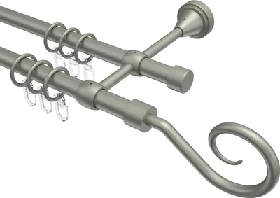 Produktbild von Interdeco Gardinenstange / Vorhangstange Chrom matt, Typ Primus Allegra (Spirale), 16 mm Ø 2-läufig, 140 cm