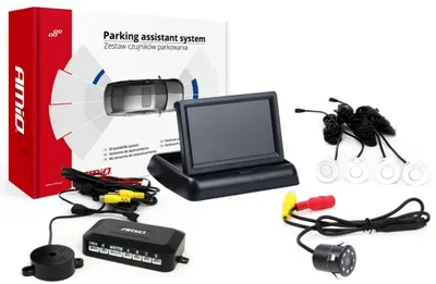 Zdjęcie produktu dla Zestaw czujników parkowania TFT02 4,3" z kamerą HD-307-IR 4 sensory białe