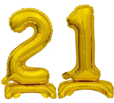 Produktbild von Stehender Folienballon Zahl 21 gold 38 cm 21. Geburtstag