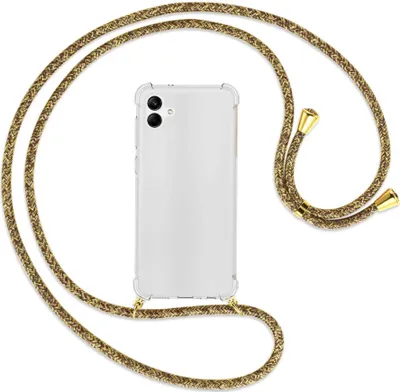 Produktbild von Handykette Backcover-Schutzhülle mit Band (Metall goldfarben) für Samsung Galaxy A04 4G (6.5'') - braun+beige