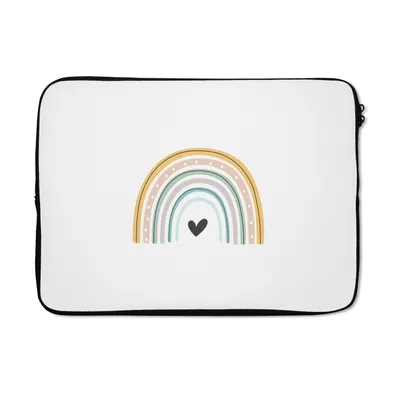 Produktbild von MuchoWow® Laptop Hülle 14 ZollRegenbogen - Herz - Tupfen - Pastell - Kinder Laptoptasche - Laptoptasche - Stoßsicher - Schutzhaube