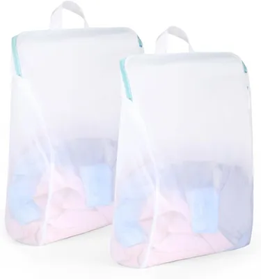 Imagen del producto de Bolsa para la colada de malla, material de red, 40 x 50 cm, con cremallera y asa, ideal para ropa delicada