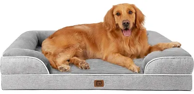 Produktbild von Orthopädisches Hundebett XL 112x81cm Memory Foam Grau mit hohem Rand, waschbar, wasserdicht, rutschfest