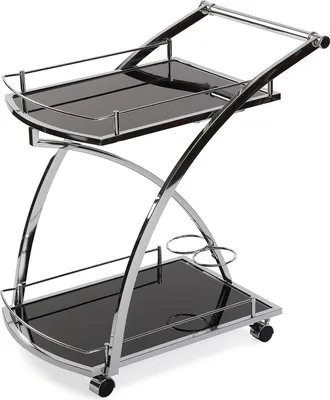 Produktbild von Versa Driana Wagen für Küche, Wohnzimmer oder Esszimmer, moderne Servierwagen, Maßnahmen (H x L x B) 73 x 46 x 66 cm, Glas und Metall, Farbe: Schwarz