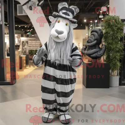 Produktbild von Silbernes REDBROKOLY Zebra-Maskottchenkostüm mit Empire-Kleid und Beanie