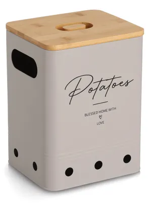 Produktbild von Zeller Vorratsdose "Potatoes" mit Bambusdeckel, 5100 ml,, Eisen/Bambus, greige, ca. 18 x 15,8 x 24 cm