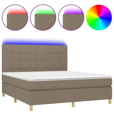 Produktbild von vidaXL Boxspringbett mit Matratze & LED Taupe 180x200 cm Stoff