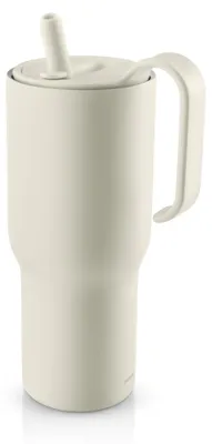 Isolierbecher mit Strohhalm 0,9 L Kokosnuss
