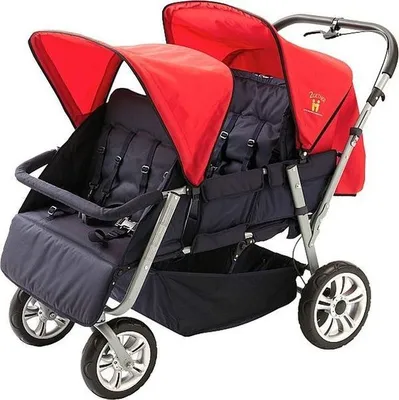 Produktbild von Krippenwagen Helena 4Er Rote Sonnendächer Tagesmutter Kindergarten Kinderwagen Ausflug Kinderbus