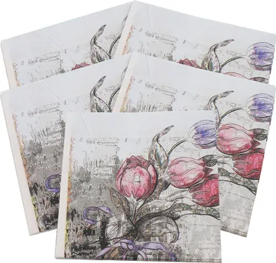 Image de 100 feuilles de fleurs fleurs thème serviettes en papier serviettes de papier découpage décoration festive fournitures de fête 33x33cm RUF-207