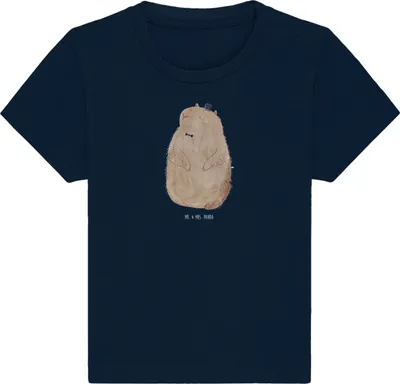 Produktbild von Mr. & Mrs. Panda Organic Baby Shirt Murmeltier 0. - 6. Monat - French Navy - Geschenk, Lustige Sprüche, Öko T-Shirt,  Babyshirt, Freundlichkeit, Anstand, Fröhlichkeit