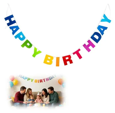 Produktbild von Happy Birthday Girlande Sackleinen Banner Papier Geburtstag Deko Vintage Stil