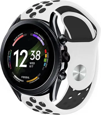 Produktbild von Strap-it Fossil Gen 6 44mm Sportarmband (Weiß/Schwarz)