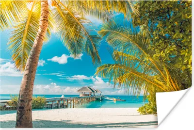 Produktbild von MuchoWow® Poster Strand - Palme - Meer 180x120 cm - Fotoplakat