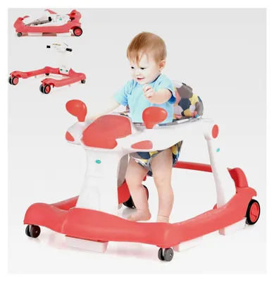 Produktbild von 2 in 1 Lauflernhilfe mit Musik und Licht, höhenverstellbarer und klappbarer Lauflernwagen für Babys ab 6 Monaten (Rosa)