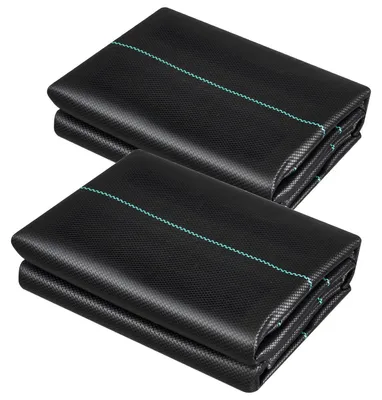 Produktbild von Unkrautvlies, strapazierfähig, 2er-Pack, 1,2 x 15,2 m, 90,7 g, Unkrautvlies, gewebtes Landschaftsvlies, Gartenvlies, Unkrautbarriere, Unkrautbekämpfungs-Bodenabdeckung, Geotextilgewebe, schwarz