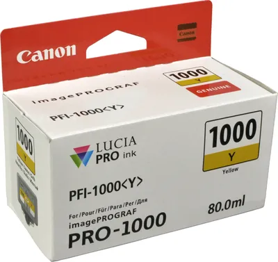 Produktbild von Canon PFI-1000Y Tinte Gelb, Gelb, Tinte auf Pigmentbasis, 80 ml, 3365 Seiten