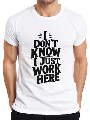 Obrázok produktu pre Nepoznám sa, len tu pracujem. Tričko s nápisom "Lustig Arbeit", sarkastické, pánske, biela farba, veľkosť XL
