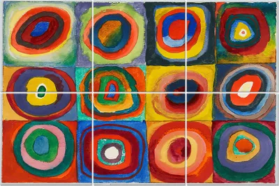 Produktbild von Legendarte - Multipanel Bilder Farbstudie Quadrate mit Konzentrischen Ringen - Wassily Kandinsky cm. 100x150 (6 Stück)