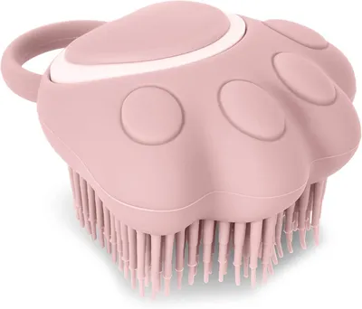Produktbild von Hunde-Badbürste Silikon, Rosa Pfotenform, Sanfte Massagebürste, Entfernt Schmutz, für Haustiere
