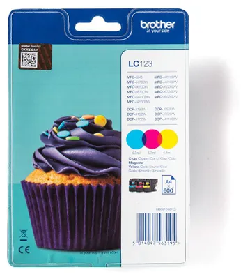 Produktbild von Brother LC123RBWBP Druckerpatrone 3 Stück(e) Original Cyan, Magenta, Gelb
