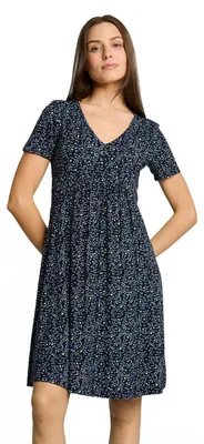 Produktbild von TOM TAILOR Damen Kleid mit V-Ausschnitt und Raffungen, Over Knee