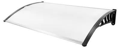 Obrázok produktu pre Polykarbonátový nadstrešný štít - kryt pre vchodové dvere - 150 x 90 cm - odolný voči poveternostným vplyvom - ochrana proti UV žiazeniu - priehľadný - vhodný pre balkóny a okná