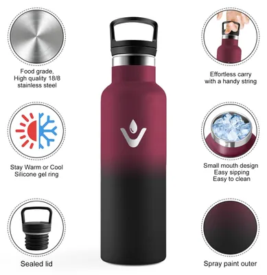Produktbild von JAPORIA Trinkflasche Edelstahl 500ml, Auslaufsicher Thermosflasche mit Strohhalm