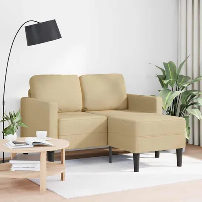 Produktbild von Möbel 2-Sitzer-Sofa mit Chaiselongue L-Form Hellgrün 125 cm Leinen - Klassische Sofas 4107080